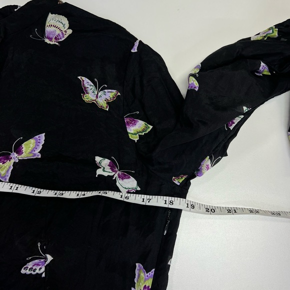& Other Stories Butterfly Printed Silk Blend Dress Size US 8 Long Sleeve - Picture 10 of 16